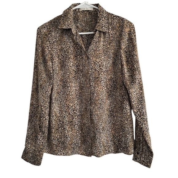 Alice & Olivia Leopard Animal Print Button Up Blouse Top - Picture 1 of 6